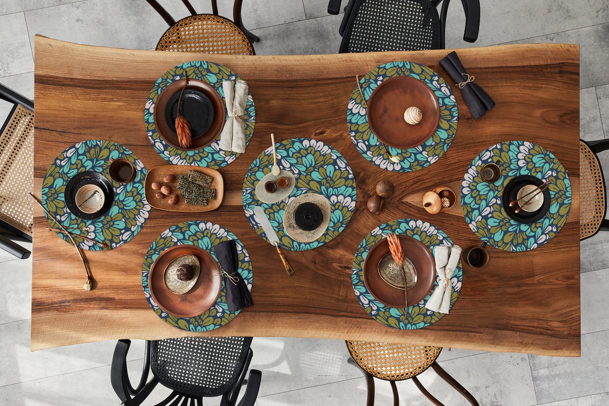 Ronde placemats - Onderlegger - Placemats rond - Patronen - Jungle - Plant - 8 stuks