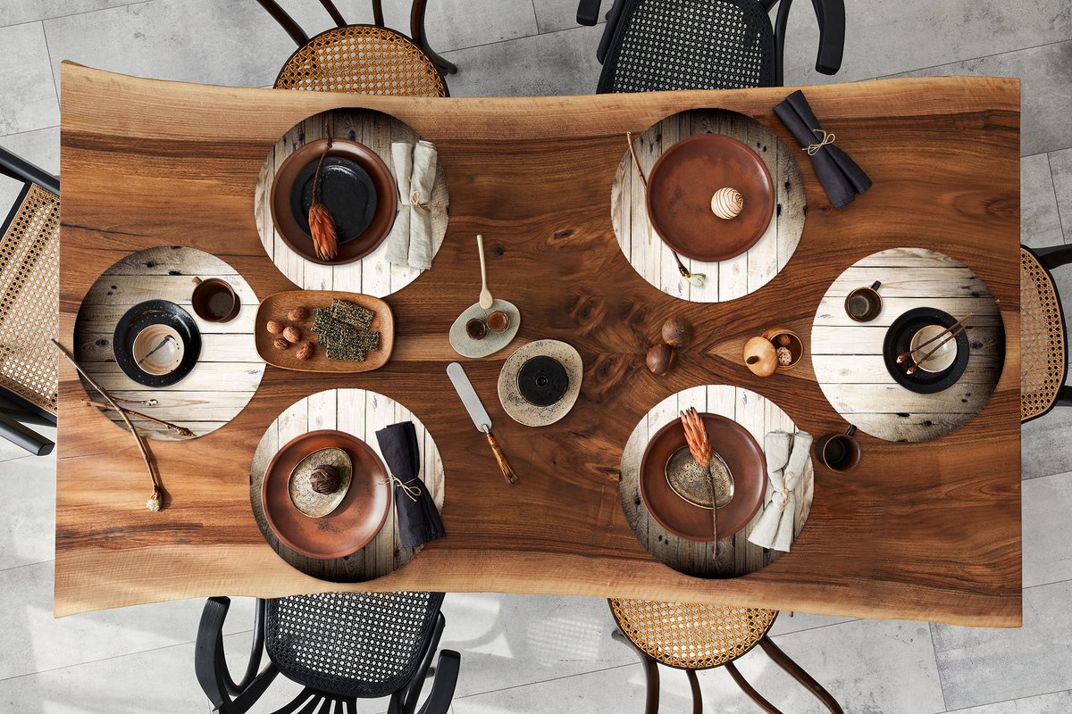 Ronde placemats - Onderlegger - Placemats rond - Plank - Boom - Hout - Landelijk - 6 stuks
