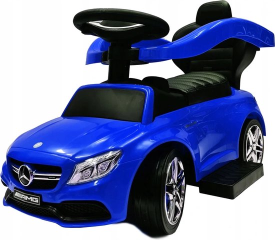 Chariot avec barre de poussée - Mercedes Blauw - Voiture à pousser - Avec  son 