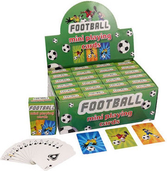Thumbnail van een extra afbeelding van het spel Mini voetbal thema speelkaarten 6 x 4 cm in doosje van karton - Handig formaatje kleine kaartspelletjes