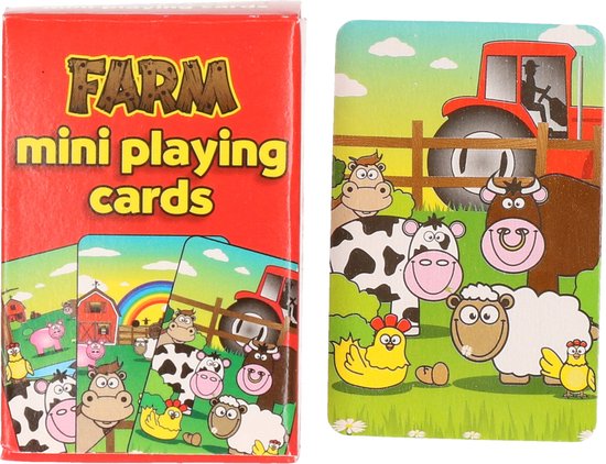 Thumbnail van een extra afbeelding van het spel 8x pakjes mini boerderij dieren thema speelkaarten 6 x 4 cm in doosje van karton - Uitdeelspeelgoed