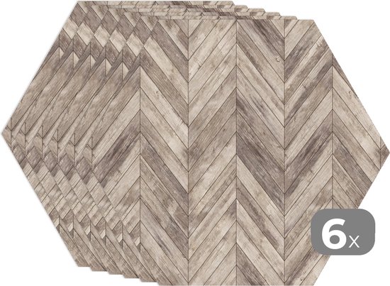 Napperons hexagon - Sets de table - Set de table hexagone - Etagère - Motifs - Brocante - 6 pièces