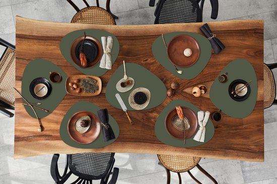 Set de table bio - Napperons de table bio - Sets de table - Vert - Olive - Couleur - 8 pièces