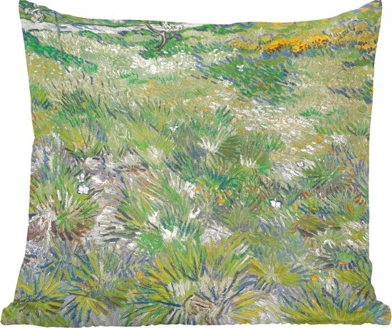 Sierkussens - Kussentjes Woonkamer - 45x45 cm - Grasveld met bloemen en vlinders - Schilderij van Vincent van Gogh