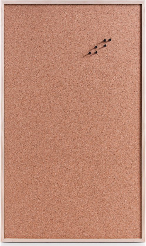 Prikbord van kurk 60 x 100 cm met 40 gekleurde punaises - Kantoor benodigdheden - Memoborden - Zeller