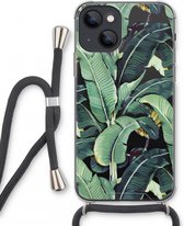 Case Company® - Hoesje met koord geschikt voor iPhone 13 mini hoesje met Koord - Bananenbladeren - Telefoonhoesje met Zwart Koord - Extra Bescherming aan alle Kanten en Over de Schermrand