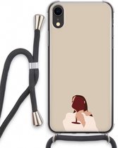 Case Company® - Coque pour iPhone XR avec cordon - Je bois du vin - Coque pour téléphone avec cordon Zwart - Protection Extra sur tous les côtés et sur le bord de l'écran