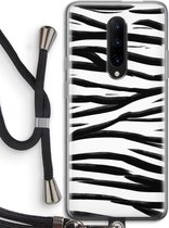 Case Company® - Hoesje met koord geschikt voor OnePlus 7 Pro hoesje met Koord - Zebra pattern - Telefoonhoesje met Zwart Koord - Bescherming aan alle Kanten en Over de Schermrand