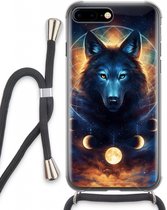 Case Company® - Hoesje met koord geschikt voor iPhone 7 PLUS hoesje met Koord - Wolf Dreamcatcher - Telefoonhoesje met Zwart Koord - Extra Bescherming aan alle Kanten en Over de Schermrand