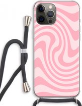 Case Company® - Hoesje met koord geschikt voor iPhone 12 Pro Max hoesje met Koord - Swirl Roos - Telefoonhoesje met Zwart Koord - Extra Bescherming aan alle Kanten en Over de Schermrand