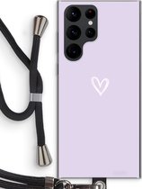 Case Company® - Coque Samsung Galaxy S22 Ultra avec Cordon - Klein Cœur Violet - Coque de Téléphone avec Cordon Zwart - Protection sur Tous les Côtés et sur le Bord de l'Écran
