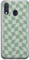 Case Company® - Hoesje geschikt voor Samsung Galaxy A40 hoesje - Grid Groen - Soft Cover Telefoonhoesje - Bescherming aan alle Kanten en Schermrand