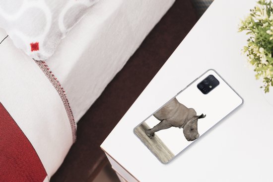 Coque Samsung Galaxy A51 - Bébé Rhinocéros - Doux - Enfants - Garçons - Filles - Kids - Coque de téléphone en Siliconen