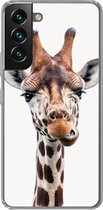 Geschikt voor Samsung Galaxy S22 hoesje - Jongens - Giraffe - Dieren - Kop - Portret - Kind - Meisjes - Siliconen Telefoonhoesje