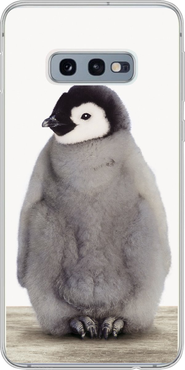 Telefoonhoesje Geschikt voor Samsung Galaxy S10e hoesje - Kinderen - Pinguïn - Grijs - Dieren - Meisjes - Jongens - Siliconen Telefoonhoesje Telefoonhoesje