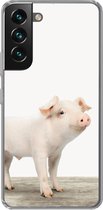 Geschikt voor Samsung Galaxy S22 hoesje - Varkentje - Big - Dieren - Roze - Jongens - Meisjes - Kinderen - Siliconen Telefoonhoesje