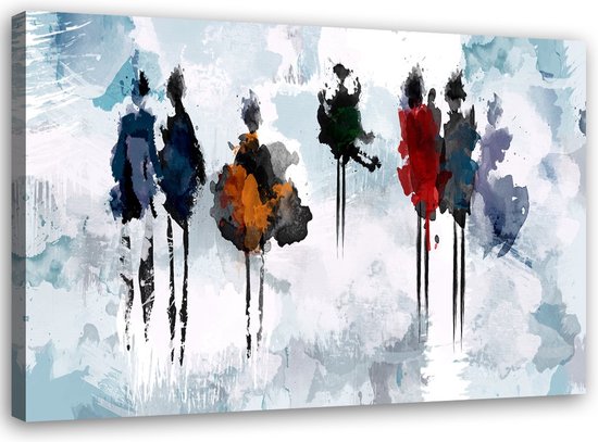 Trend24 - Canvas Schilderij - Wandelen - Schilderijen - Abstract - 120x80x2 cm - Blauw