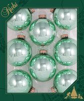 8x Sea foam groene glazen kerstballen glans 7 cm kerstboomversiering - Kerstversiering/kerstdecoratie mintgroen/groen