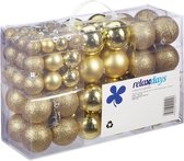 100x Gouden kunststof kerstballen 3, 4 en 6 cm glitter, mat, glans - Kerstboomversiering