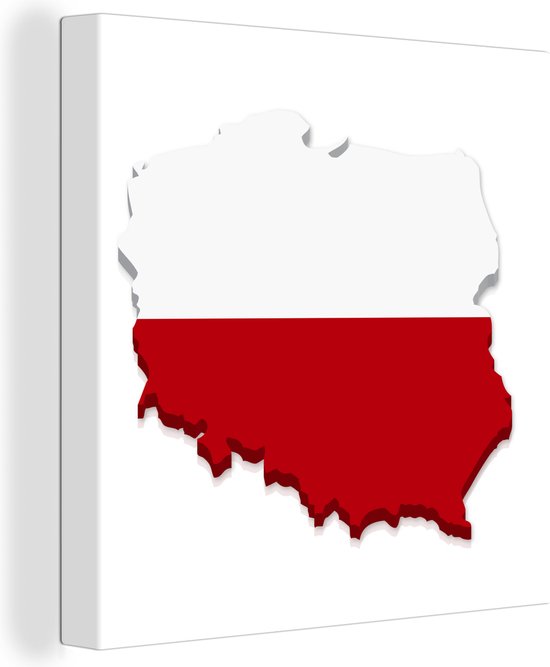 Canvas Schilderij Illustratie van Polen in de kleur van de vlag - 50x50 cm - Wanddecoratie