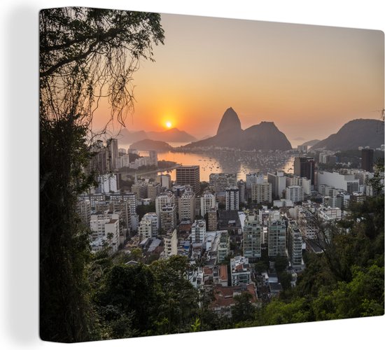 Canvas schilderij 160x120 cm - Wanddecoratie Rio de Janeiro - Brazilië - Zuid-Amerika - Muurdecoratie woonkamer - Slaapkamer decoratie - Kamer accessoires - Schilderijen