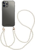iMoshion Hoesje Geschikt voor iPhone 13 Pro Max Hoesje Met Koord - iMoshion Backcover met koord + armband - Parels - transparant