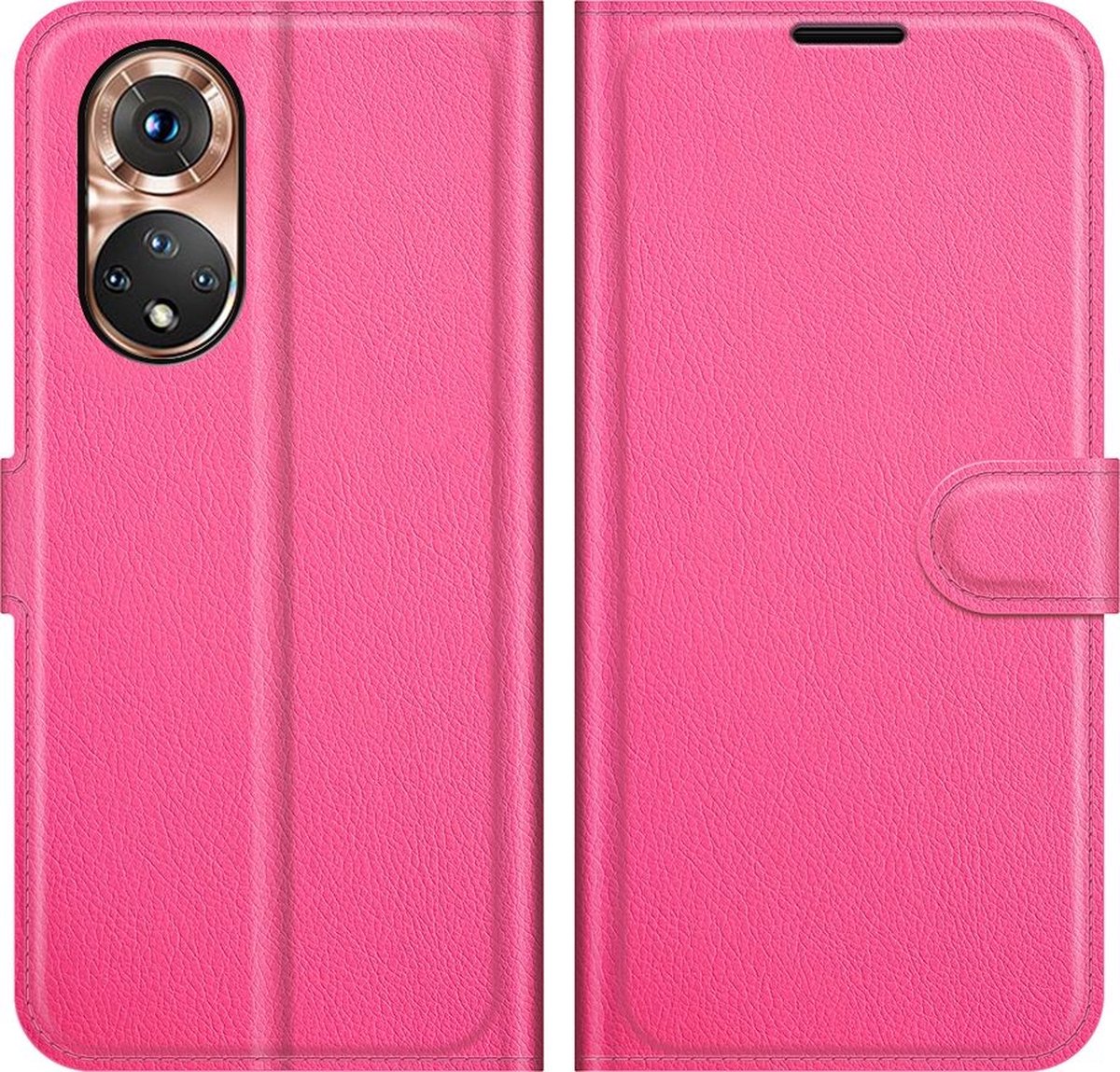 Mobigear Telefoonhoesje geschikt voor HONOR 50 Hoesje | Mobigear Classic Bookcase Portemonnee | Pasjeshouder voor 3 Pasjes | Telefoonhoesje voor Pinpas / OV Kaart / Rijbewijs - Magenta