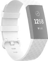 Mobigear Siliconen Watch bandje geschikt voor Fitbit Charge 4 Bandje Gespsluiting | Mobigear Cross - Wit
