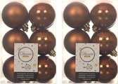 36x stuks kunststof kerstballen kaneel bruin 6 cm - Mat/glans - Onbreekbare plastic kerstballen