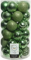 74x stuks kunststof/plastic kerstballen groen 6 cm mix - Onbreekbaar - Kerstversiering/kerstboomversiering