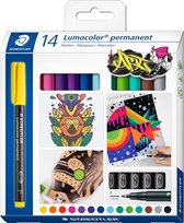 STAEDTLER Lumocolor permanente pen F - set met 14 kleuren