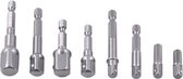 Adapterset dopsleutel – Set 8 adapter 1/4” - 3/8” - 1/2” voor schroevendraaier en boormachine