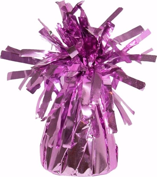 Roze ballon met franjes, 170 gram.