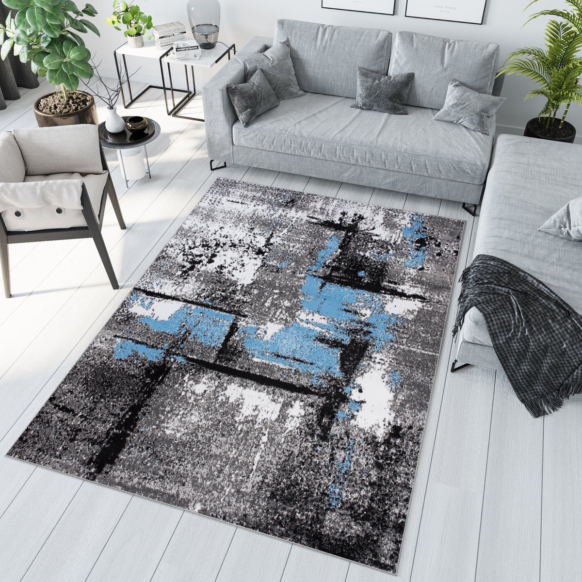 Tapiso Maya Vloerkleed Grijs Modern Woonkamer Tapijt Maat- 160x230