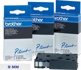 Brother Gloss Laminated Labelling Tape - 9mm, Blue/White ruban d'étiquette TC