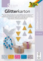 Folia Glitterkarton (zilver, goud, roze, blauw en mix) 5 stuks