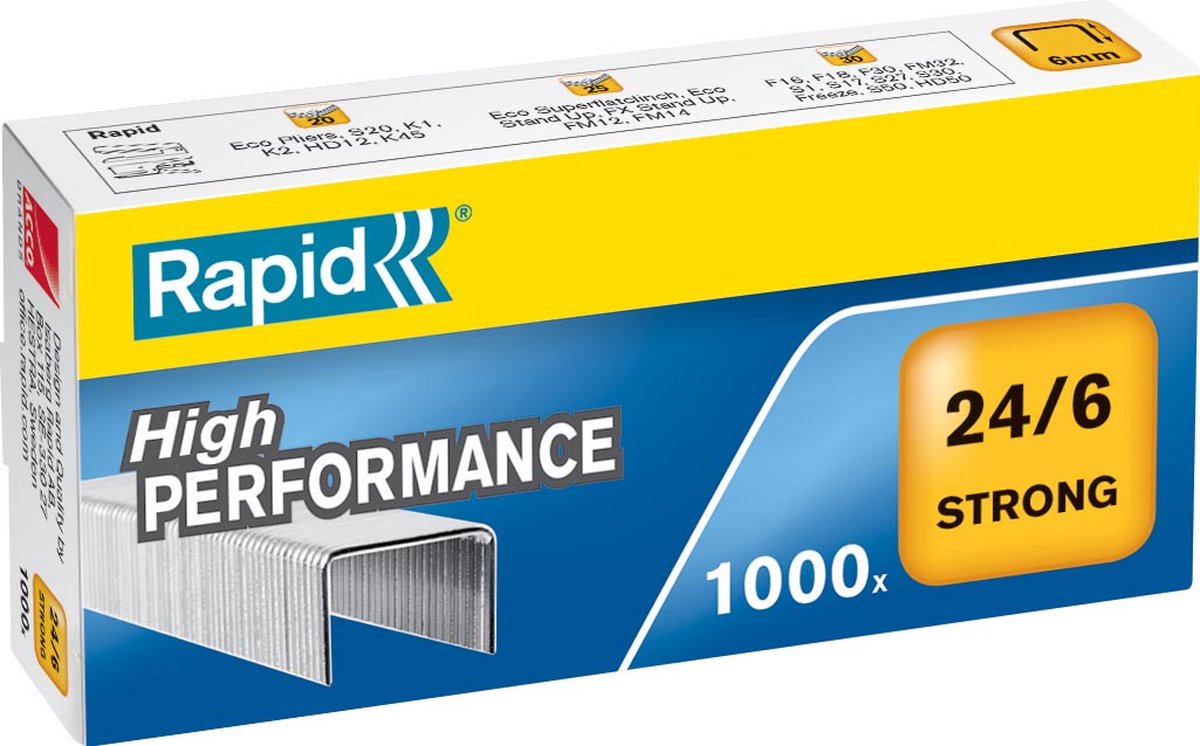 Rapid Nieten Rapid 24/6 gegalvaniseerd strong 1000 stuks Metaal