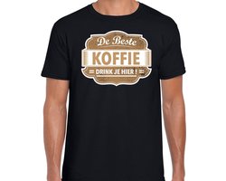 Cadeau t-shirt voor de beste koffie voor heren - zwart met bruin - koffie - koffiezaak barista shirt / bedrijfskleding XXL