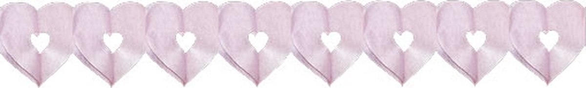2x stuks hartjes feest deco slinger roze 3 meter van papier