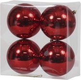 Othmar decorations Kerstballen - 4x - rood - kunststof - 12 cm