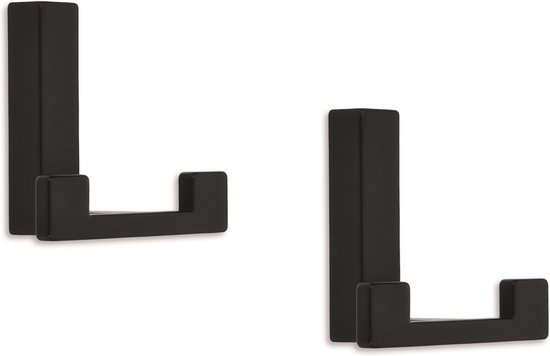 6x Patères / patères de Luxe noir moderne avec double patère - métal de haute qualité - 4 x 6,1 cm - patères / patères en métal