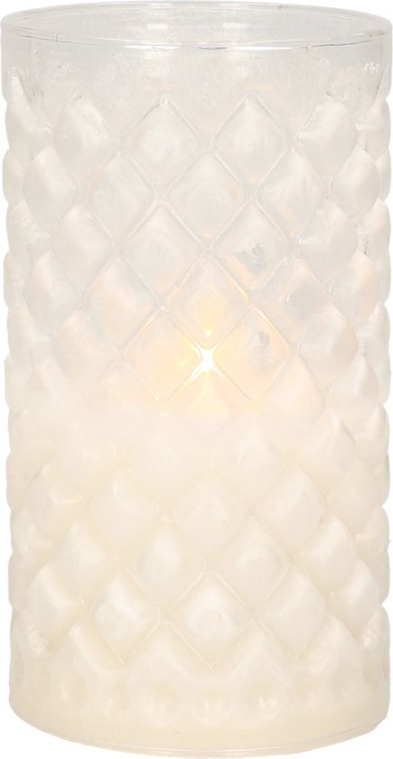 1x stuks luxe led kaarsen in glas D7,5 x H12,5 cm - met timer - Woondecoratie - Elektrische kaarsen
