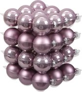 36x Kerstversiering kerstballen salie paars (lilac sage) van glas - 6 cm - mat/glans - Kerstboomversiering