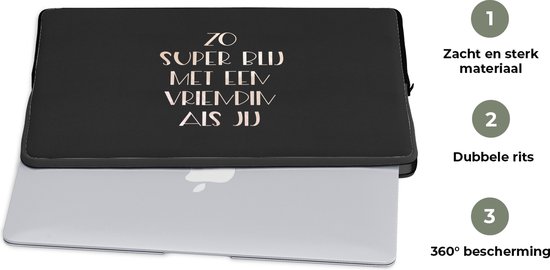 Housse pour ordinateur portable 15,6 pouces - Citations - Petite amie - Tellement super heureuse avec un ami comme toi - Énonciations - Housse pour ordinateur portable - Dimensions intérieures 39,5x29,5 cm