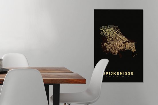 Peinture sur toile Carte - Carte - Plan de la ville - Spijkenisse - 60x90 cm - Décoration murale