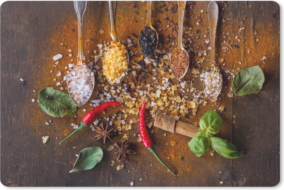 Muismat - Mousepad - Lepels - Kruiden - Chilipeper - Specerijen - 27x18 cm - Muismatten