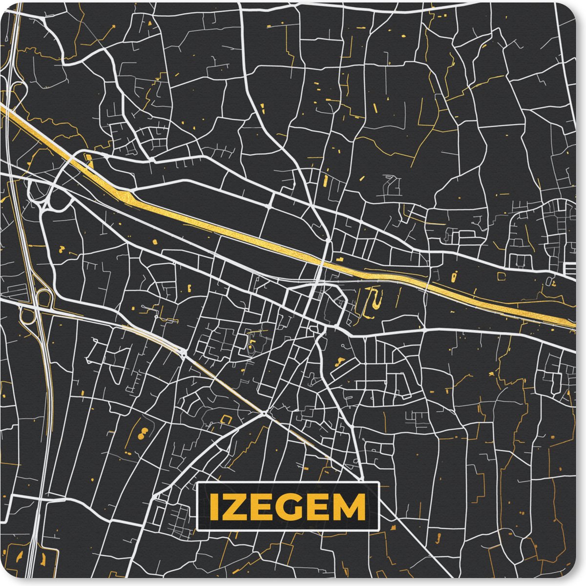Muismat 20x20 cm - Mousepad Plattegrond - Izegem - Kaart - Stadskaart - Muismatten - Stadskaart
