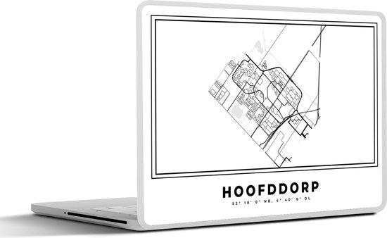 Autocollant pour ordinateur portable - 15,6 pouces - Carte - Carte - Plan de la ville - Hoofddorp - Nederland -Bas - Wit - 36x27,5 cm - Autocollants pour ordinateur portable - Skin pour ordinateur portable - Couverture