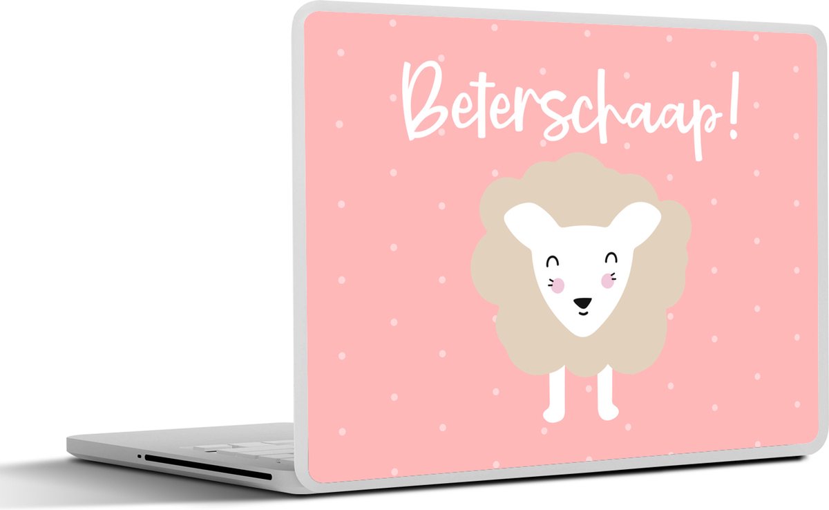 Laptop sticker - 12.3 inch - Beterschap - Quote - Roze - Schaap - 30x22cm - Laptopstickers - Laptop skin - Cover