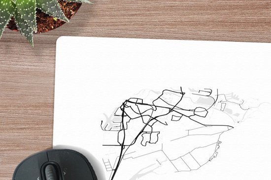 Muismat 20x20 cm - Mousepad Stadskaart – Zwart Wit - Kaart – Dordrecht – Nederland – Plattegrond - Muismatten - Stadskaart